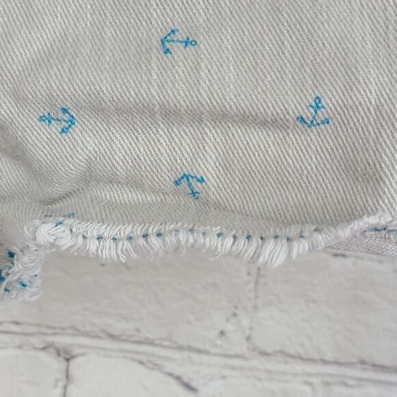 Roxy Denim Drab Gray Turquoise Anchor Cutoff Shorts 5/27 Nautical Sailor Shortie - Picture 7 of 11
